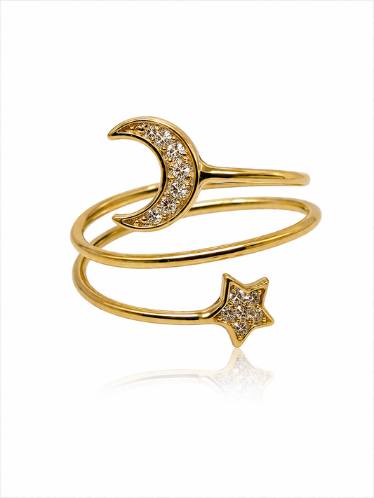 LOVE YOU TO THE MOON & STARS PAVE RING