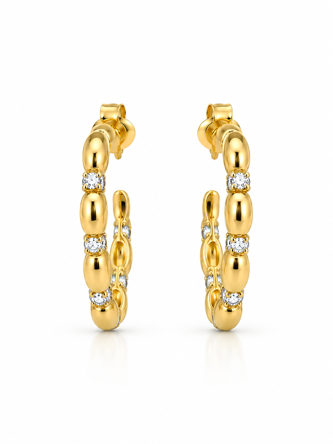 Gold Vermeil and Pave Rings Hoop Earring