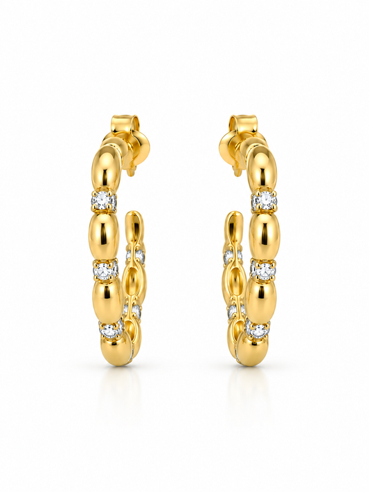Gold Vermeil and Pave Rings Hoop Earring