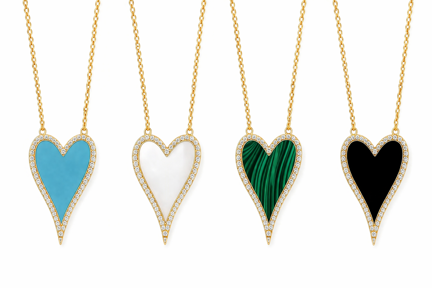 GEMSTONE ELONGATED HEART NECKLACE