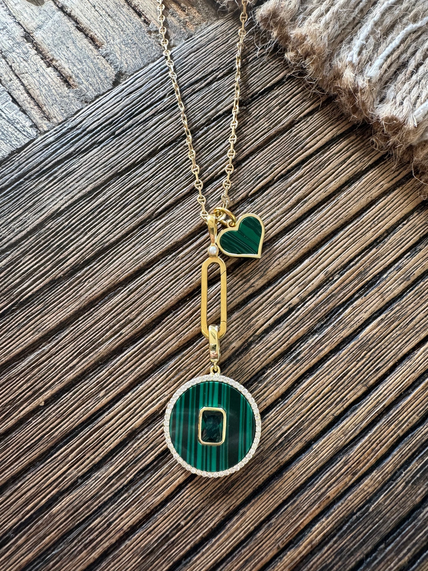 MALACHITE DOUBLE CHARM ENHANCER NECKLACE