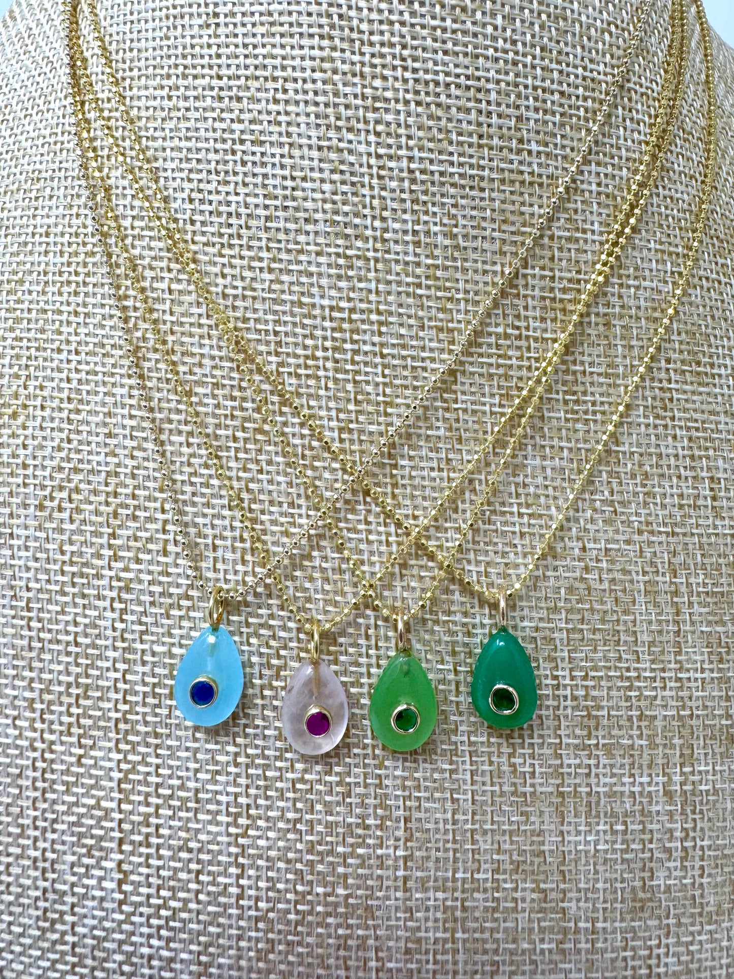 Gemstone Teardrop on Toilet Bowl Chain