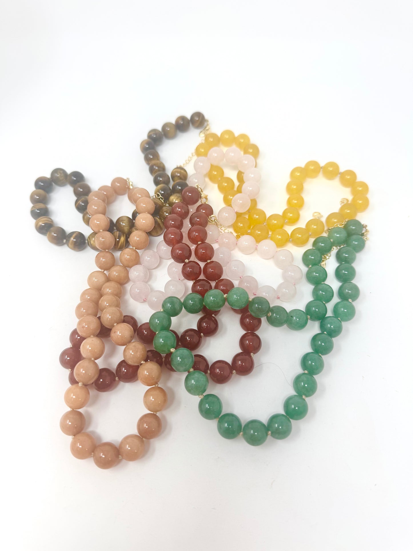 Gemstone Hand Knotted Gumball Necklace