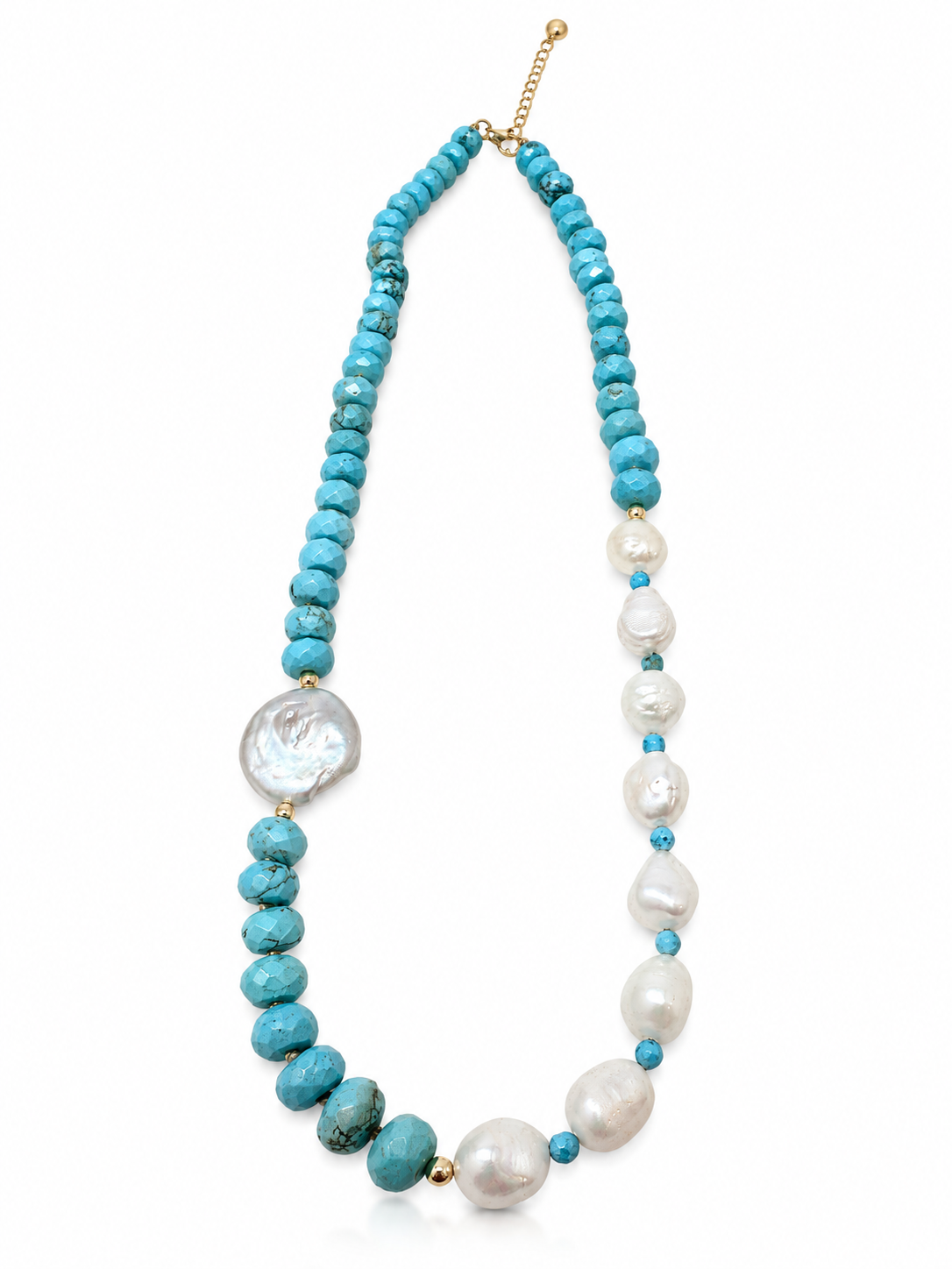 Knotted Gemstone Rondelles and Pearls Short Necklace