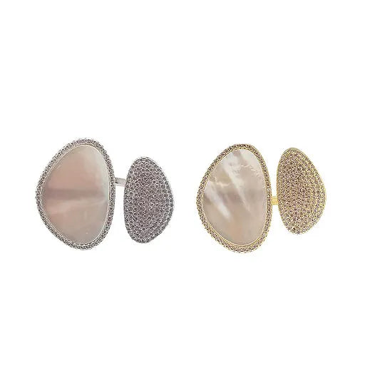 MOTHER OF PEARL AND PAVE RING