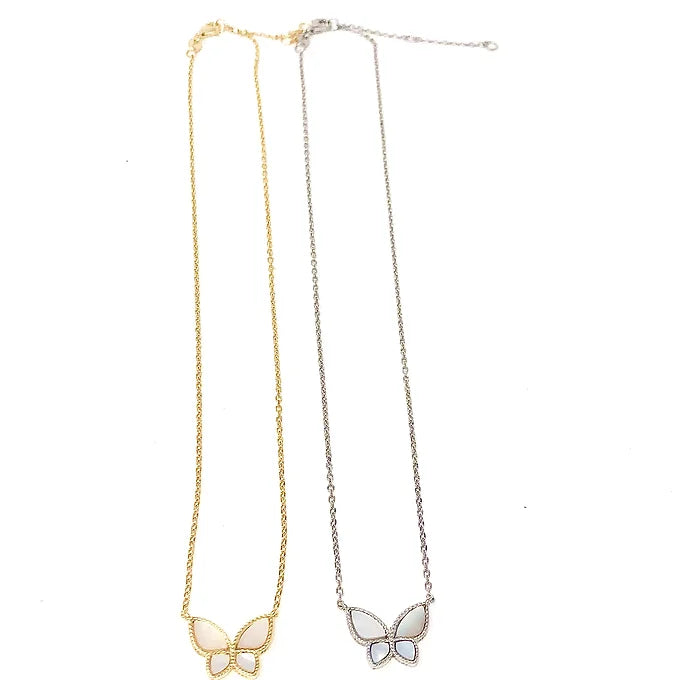 GEMSTONE DIVIDED BUTTERFLY NECKLACE