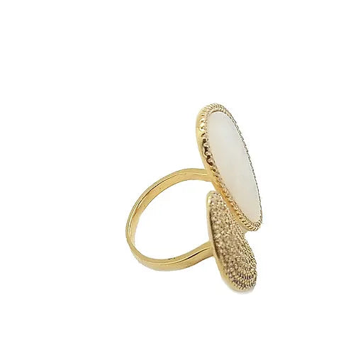 MOTHER OF PEARL AND PAVE RING