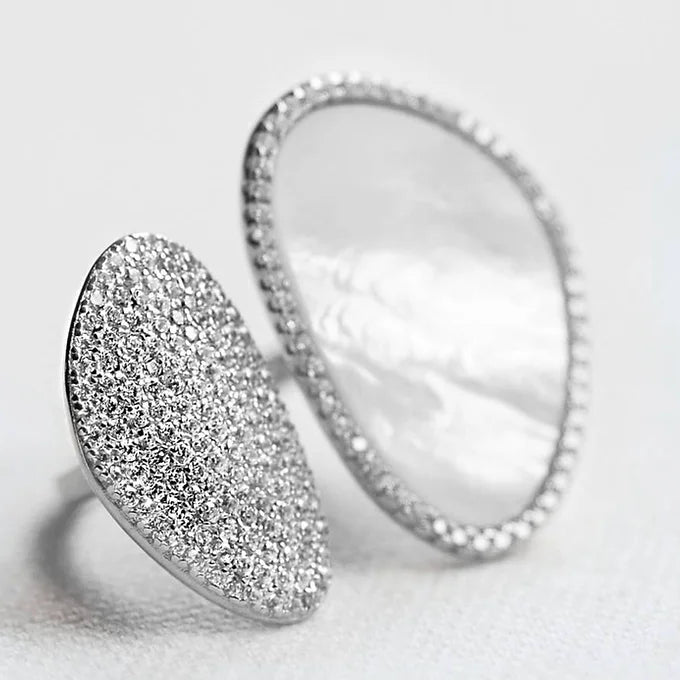 MOTHER OF PEARL AND PAVE RING