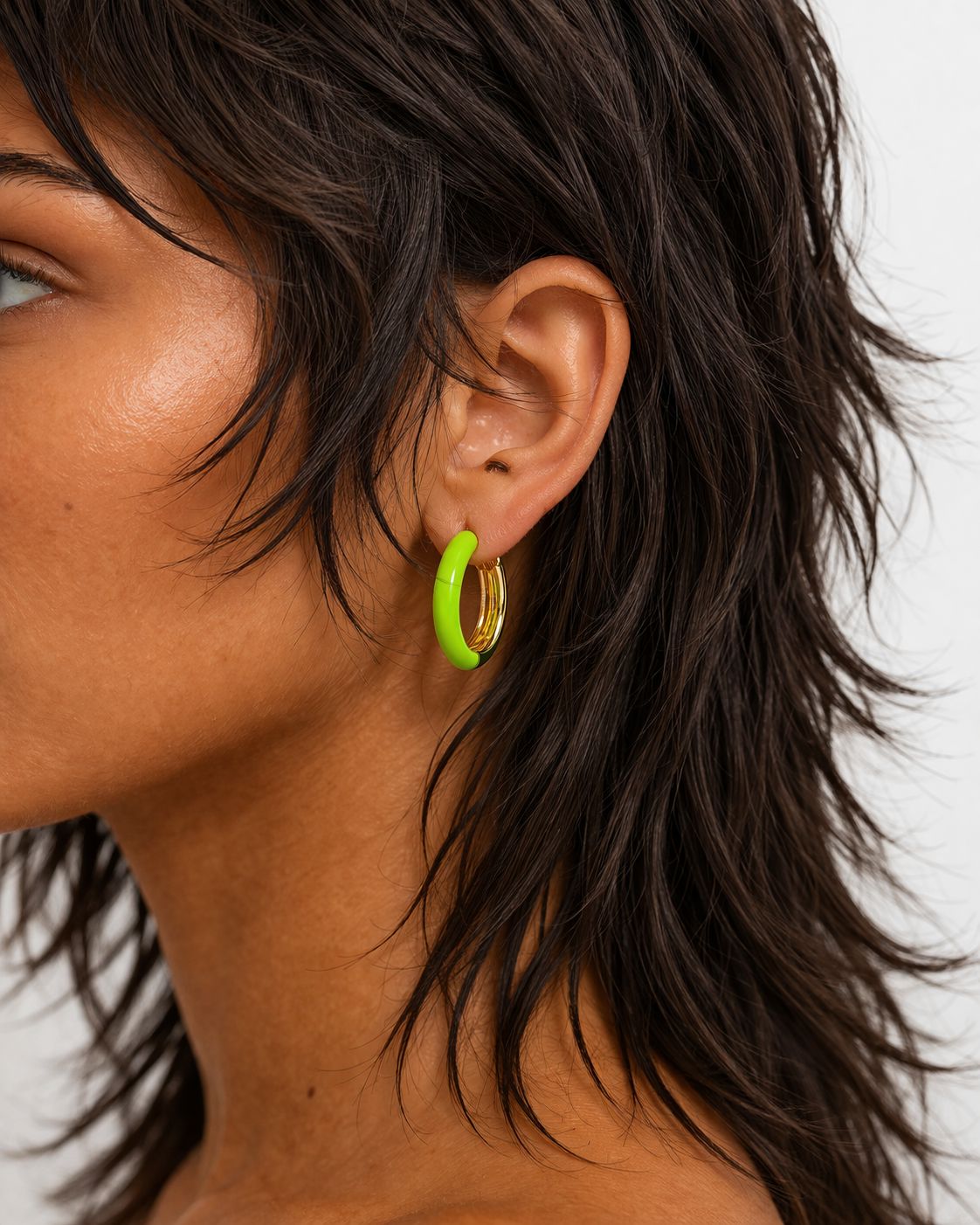 Enamel Huggie Earrings