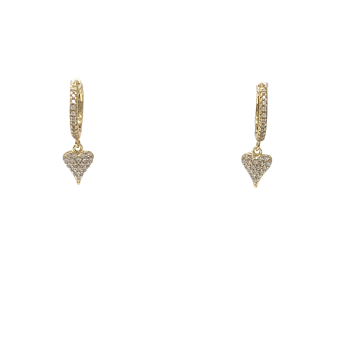 PAVE HEART HUGGIE EARRINGS