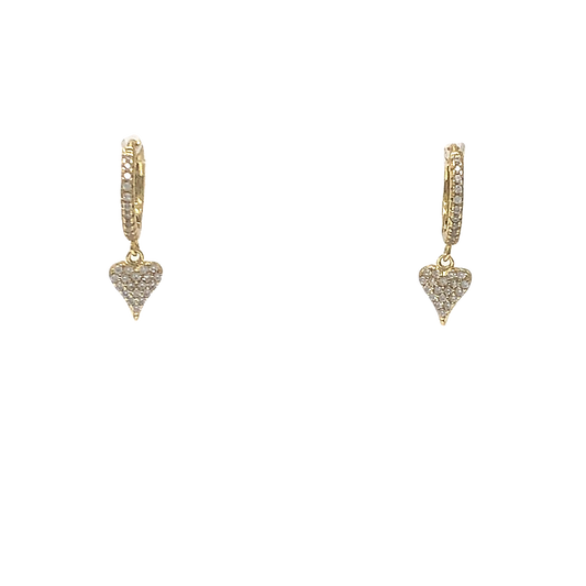 PAVE HEART HUGGIE EARRINGS