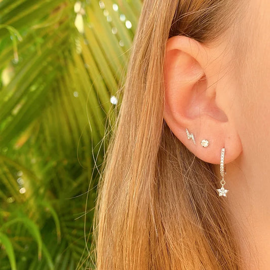 PAVE STAR HUGGIE EARRINGS