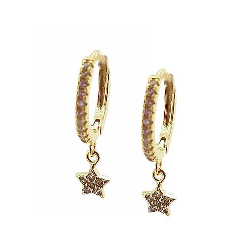 PAVE STAR HUGGIE EARRINGS
