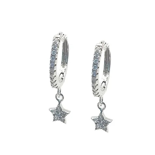PAVE STAR HUGGIE EARRINGS