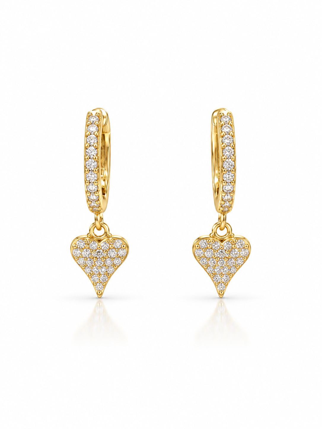 Pave Heart Huggie Earrings
