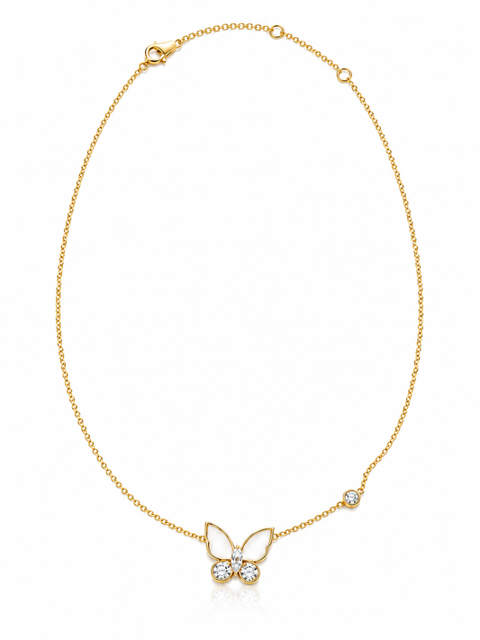 Pearl and Pave Butterfly Necklace