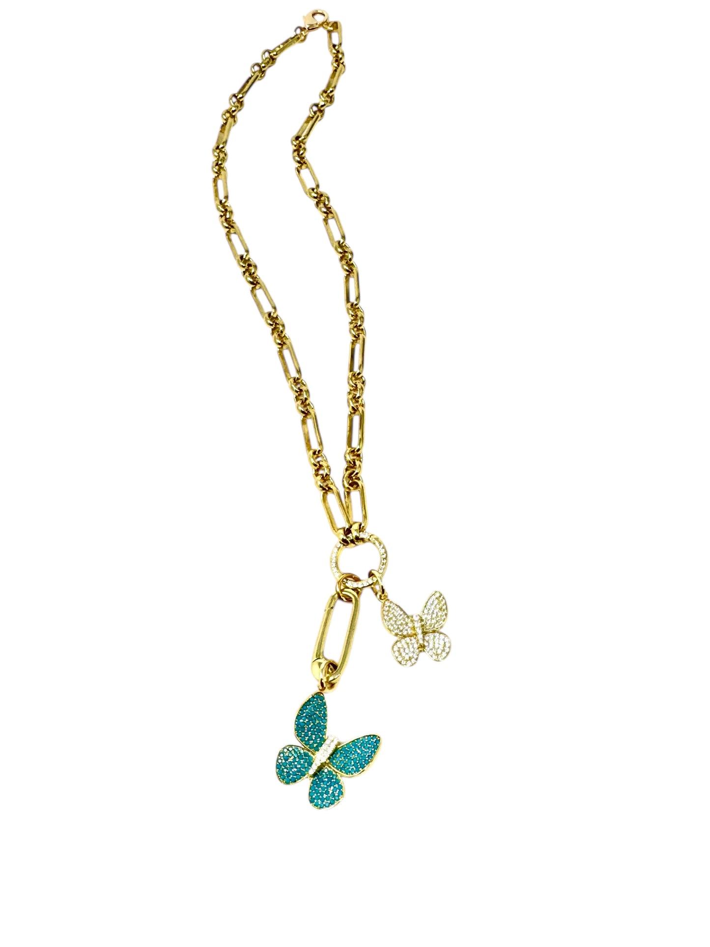 BABY AND LARGE BUTTERFLY CHARMS NECKLACE
