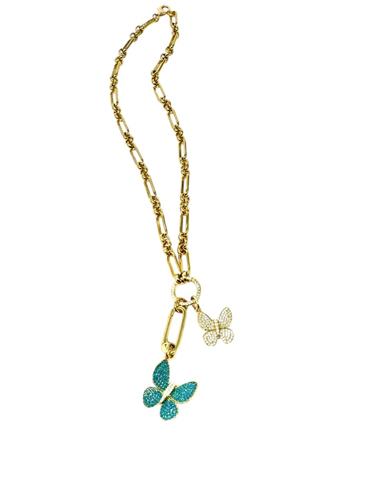 BABY AND LARGE BUTTERFLY CHARMS NECKLACE