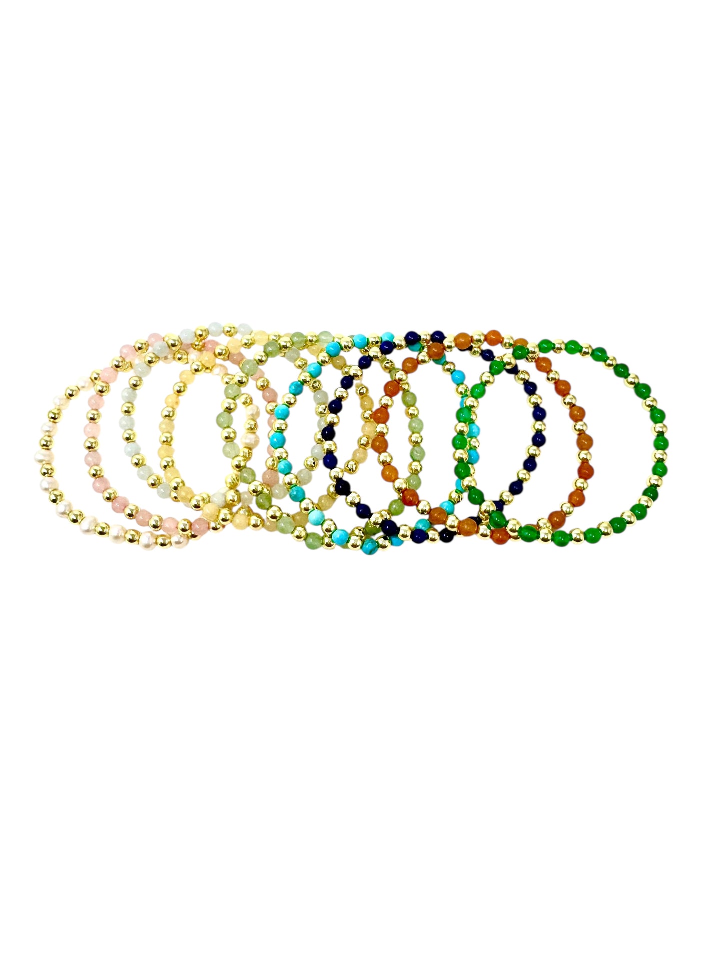 GEMSTONE WITH GOLD BEADS BRACELET