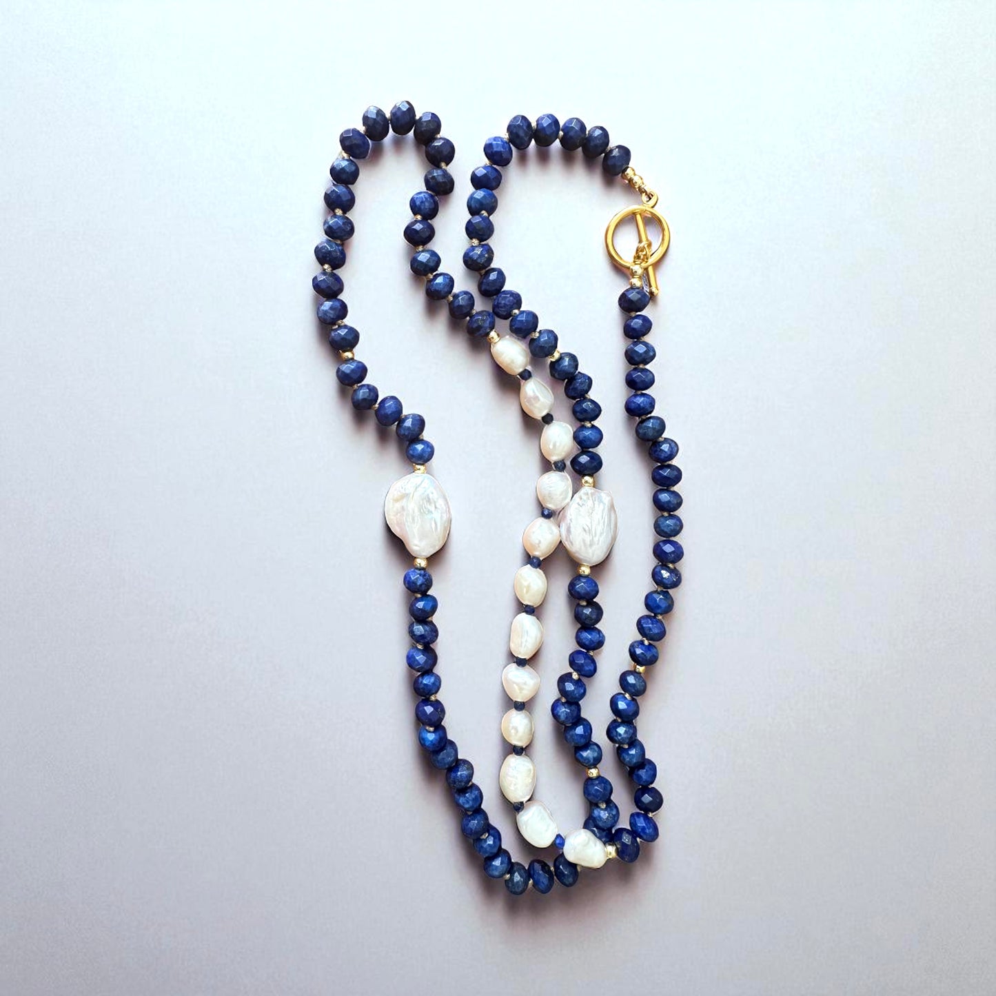 KNOTTED GEMSTONE AND PEARL NECKLACE