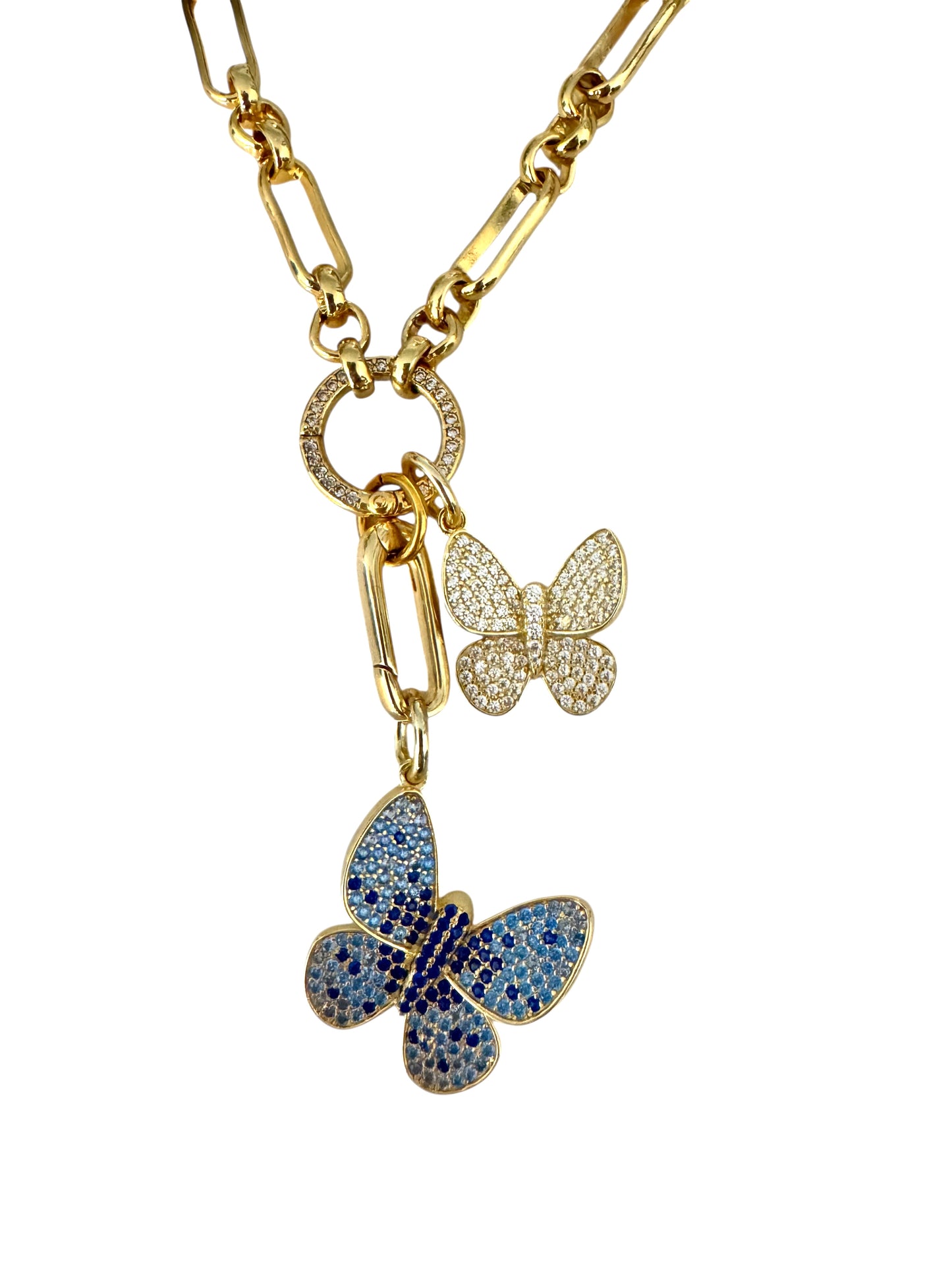 BABY AND LARGE BUTTERFLY CHARMS NECKLACE