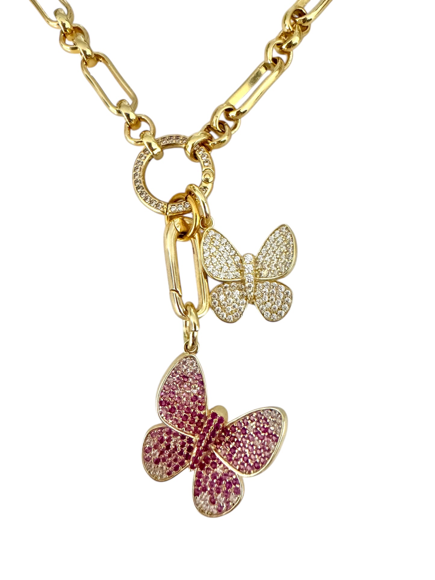BABY AND LARGE BUTTERFLY CHARMS NECKLACE