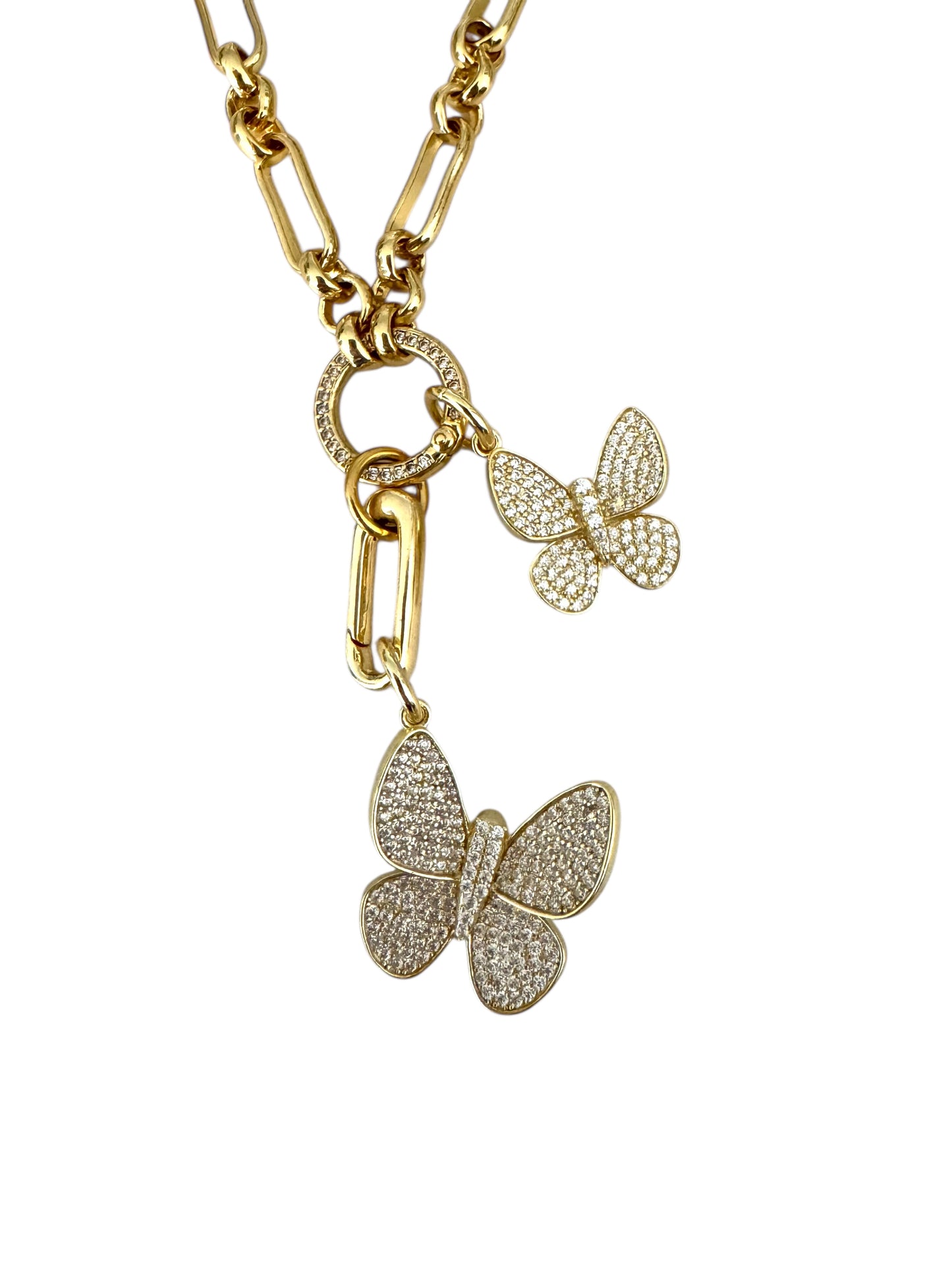 BABY AND LARGE BUTTERFLY CHARMS NECKLACE