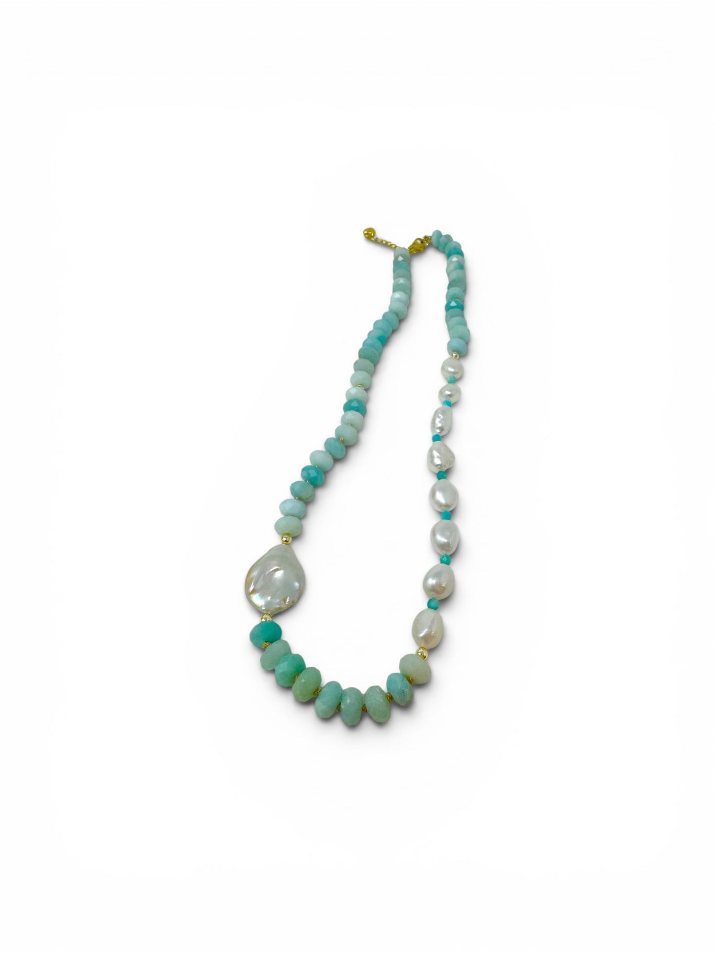 Knotted Gemstone Rondelles and Pearls Short Necklace