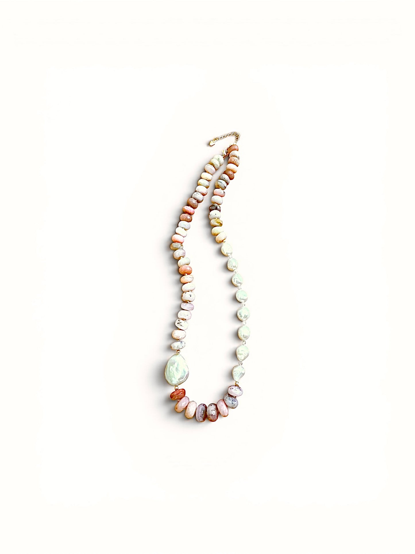 Knotted Gemstone Rondelles and Pearls Short Necklace