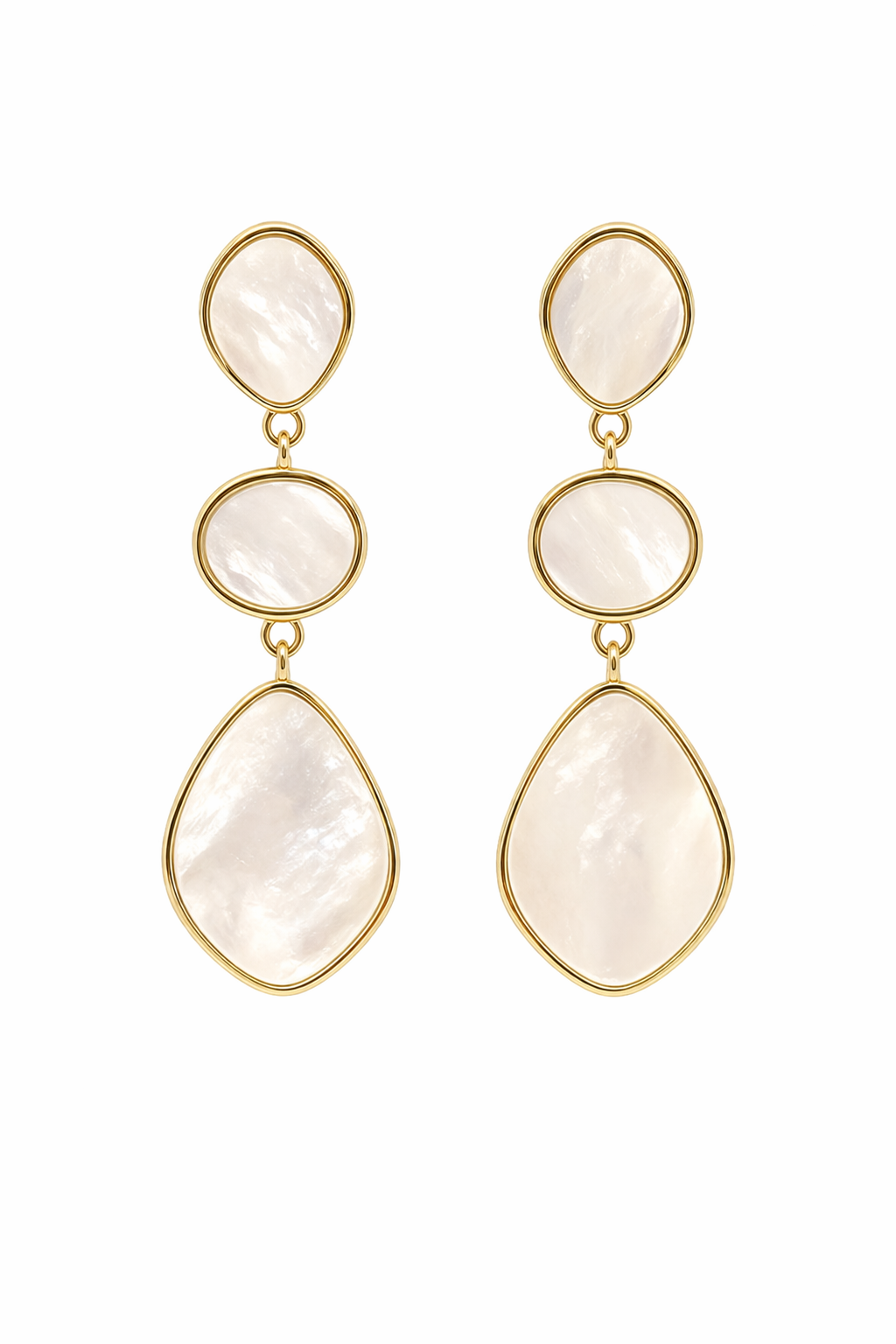 TRIPLE MOTHER OF PEARL DANGLE EARRINGS