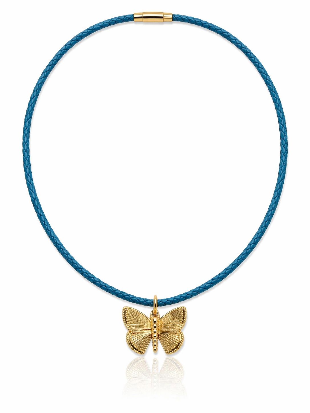 Delicate butterfly charm on braided necklace