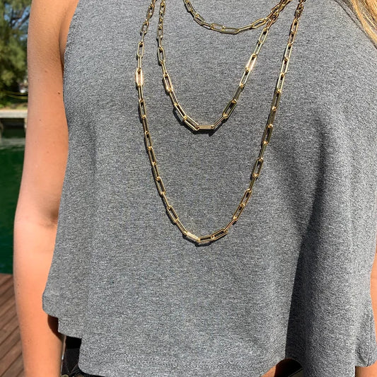 THICK PAPERCLIP NECKLACE IN GOLD