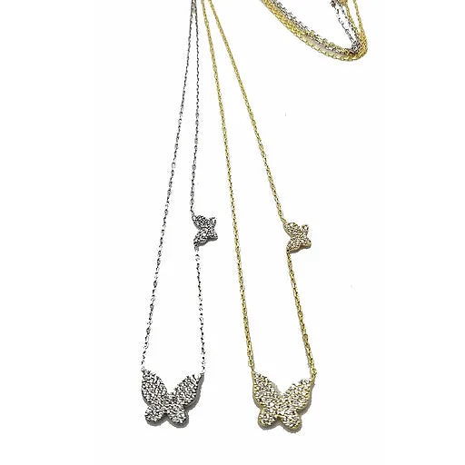 PAVE TWO BUTTERFLY NECKLACE