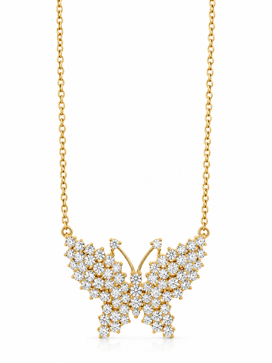 Whimsical Gold Vermeil Butterfly Pendant Necklace