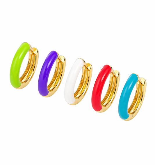 ENAMEL HUGGIE EARRINGS