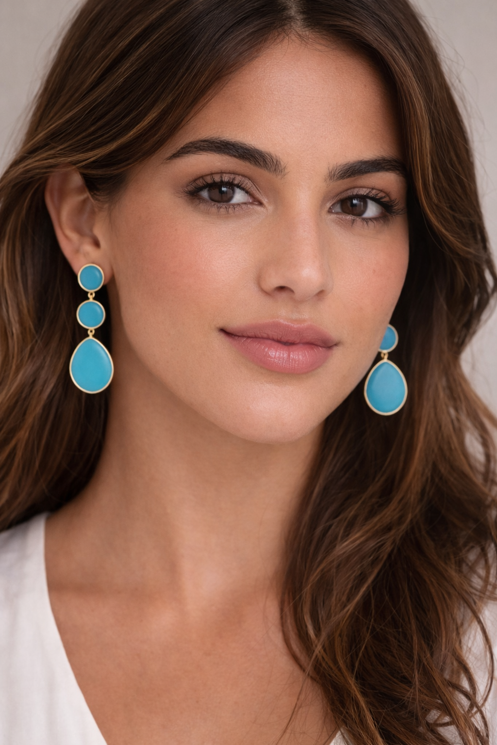 TURQUOISE THREE SLICE EARRINGS