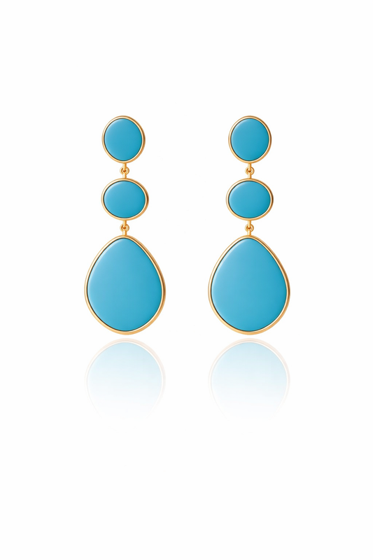 TURQUOISE THREE SLICE EARRINGS