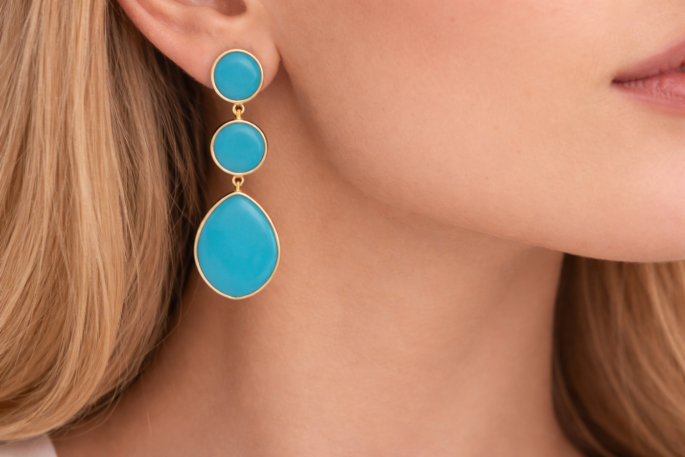 TURQUOISE THREE SLICE EARRINGS
